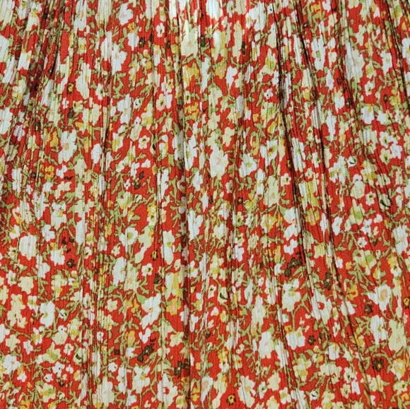 Sonoma Red Floral Print Crinkled Tiered Maxi Dress Size Large Boho Praire READ - Picture 9 of 14